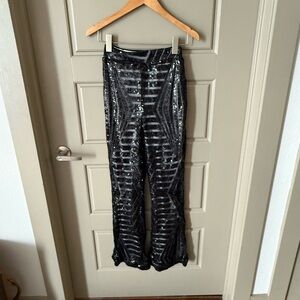 Sequin Wide Leg Pants - Black